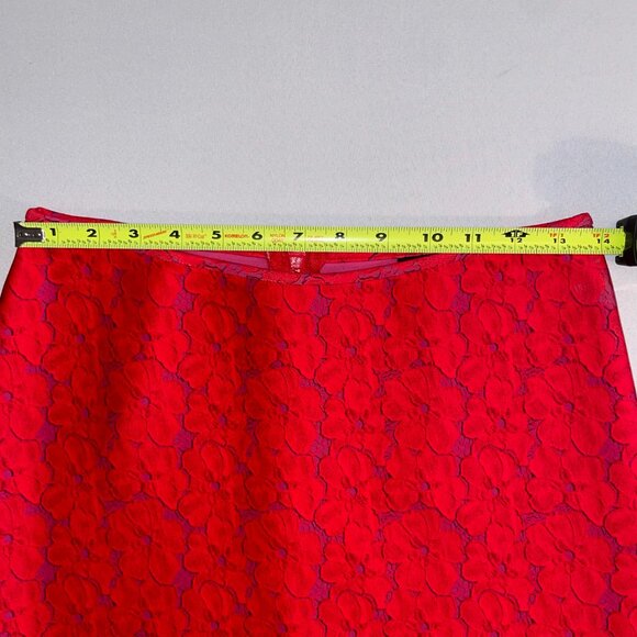 Cynthia Rowley Pencil Skirt with Orange-red and Purple Floral Print Size 10 - Picture 7 of 13